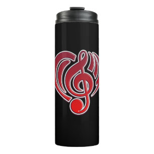 Bouteilles Isothermes Vibrations Amour Musical Cœur Rouge Note De Musiqu