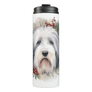 Bouteilles Isothermes Vieux anglais Sheepdog Christmas Wreath Festive Pu
