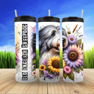 Bouteilles Isothermes Vieux anglais Sheepdog Floral Charme