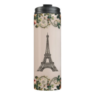 Bouteilles Isothermes Vignes Rose Pâle Paris Tour Eiffel Style Shabby Ch