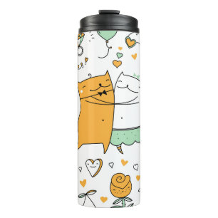 Bouteilles Isothermes Vintage chat couple : icônes sans soudure.