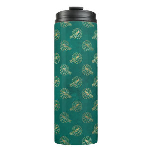 Bouteilles Isothermes Vintage Grunge Turquoise et Gold Peacock