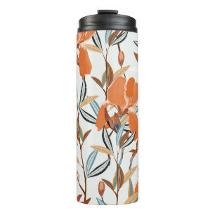 Bouteilles Isothermes Vintage motif floral d'Iris orange