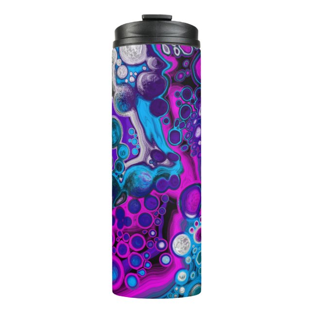 Bouteilles Isothermes Violet, bleu moderne Abstrait Fluid Art Cellule de (Devant)