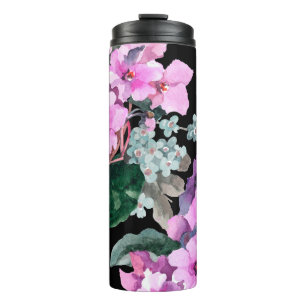 Bouteilles Isothermes Violet fleurs et oublier moi pas aquarelle sur bla