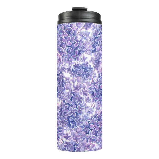 Bouteilles Isothermes Violette aquarelle fleurs lilas (Devant)