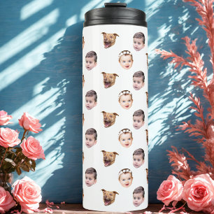 Bouteilles Isothermes Visage personnalisé, cadeau familial unique 3 phot