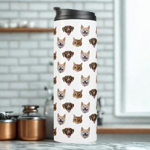 Bouteilles Isothermes Visage personnalisé Chien, Chien Chat Maman Photo 