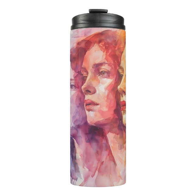 Bouteilles Isothermes Visages des femmes - Peinture aquarelle (Devant)