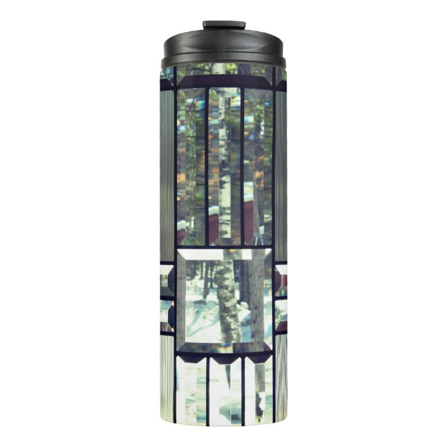 Bouteilles Isothermes vitrail beveled bouleau argent noir (Devant)