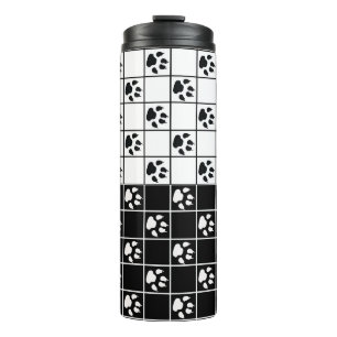 Bouteilles Isothermes Vitre blanche noire Cute Paw Plaid