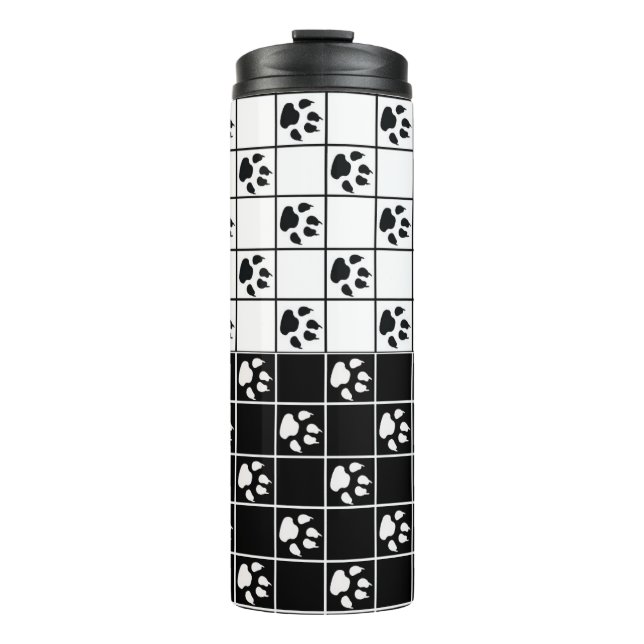 Bouteilles Isothermes Vitre blanche noire Cute Paw Plaid (Devant)