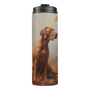 Bouteilles Isothermes Vizsla dans les feuilles d'automne qui tombent ins