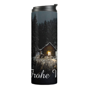 Bouteilles Isothermes Vœux de Noël avec une maison de sorcière
