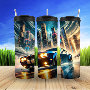 Bouteilles Isothermes Voiture Musculaire Classique Contre Cityscape Futu