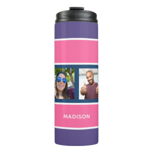 Bouteilles Isothermes VOTRE 4 PHOTOS & NOM Stripes Motif tumbler