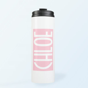 Bouteilles Isothermes Votre nom Texte blanc gras sur rose clair
