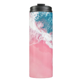 Bouteilles Isothermes Vue aérienne d'une plage de sable rose en Nouvelle