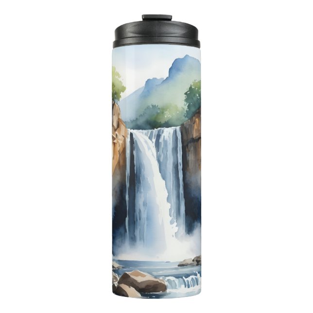 Bouteilles Isothermes Watercolor painted waterfall (Devant)