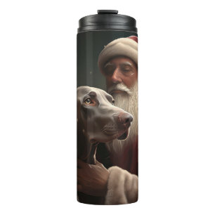 Bouteilles Isothermes Weimaraner avec le Père Noël Noël Festif