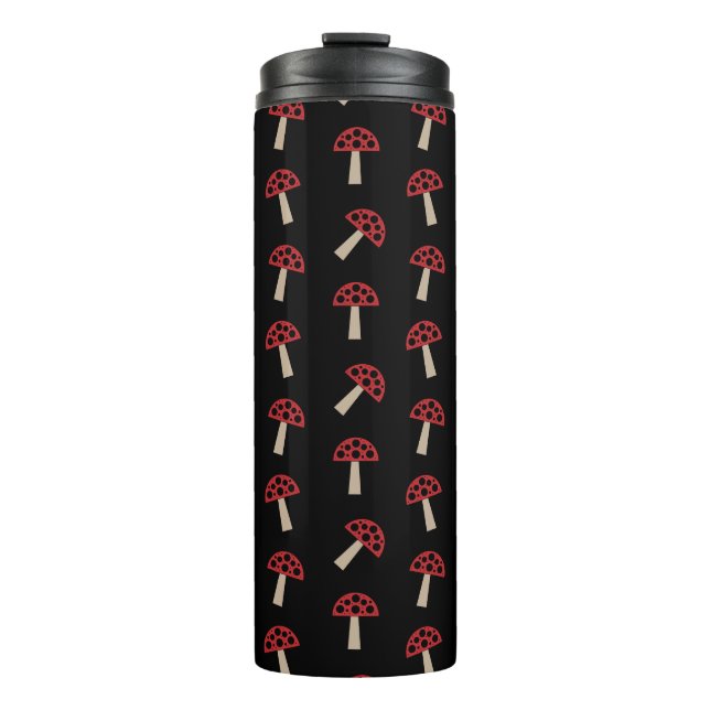 Bouteilles Isothermes Whimsical Mushrooms Red And Black Pattern (Devant)