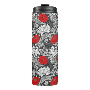 Bouteilles Isothermes William Morris Chrysanthèmes, gris et rouge