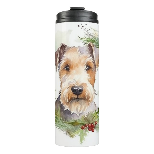 Bouteilles Isothermes Wirefox Terrier Festive de Noël Wreath Pup (Devant)