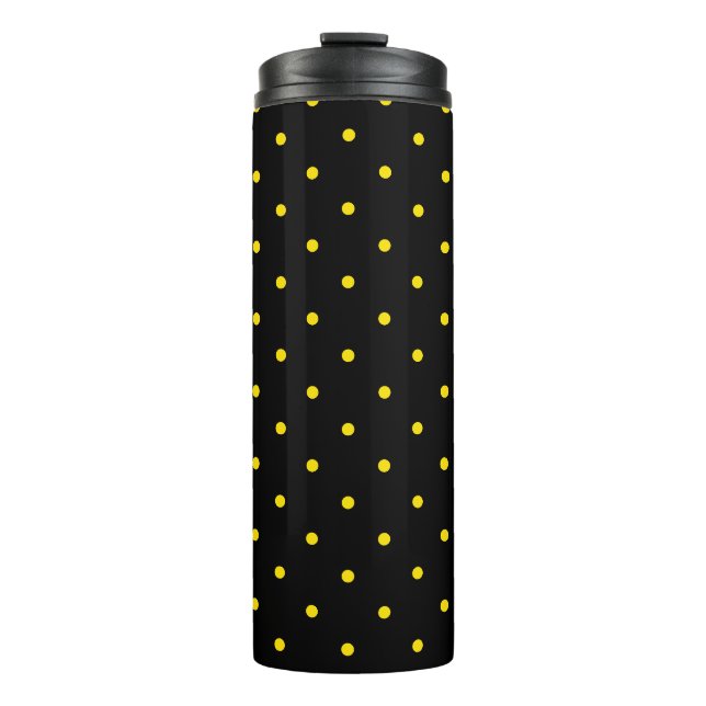Bouteilles Isothermes Yellow Polka Dot on Black Thermal Tumbler (Devant)