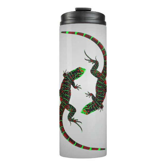 Bouteilles Isothermes Yin Yang Lizards Argent (Devant)