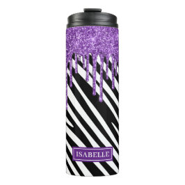 Bouteilles Isothermes Zebra Stripe Motif avec Parties scintillant pourpr