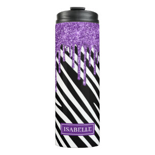 Bouteilles Isothermes Zebra Stripe Motif avec Parties scintillant pourpr