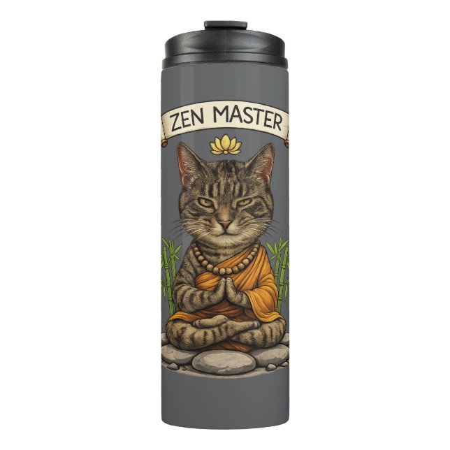 Bouteilles Isothermes Zen Master Cat Funny Chill Gray Tabby Cat Gift  (Devant)