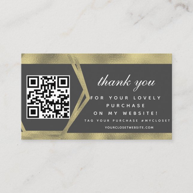 Boutique Beauty Business Vielen Dank Gold QR Code Visitenkarte (Vorderseite)