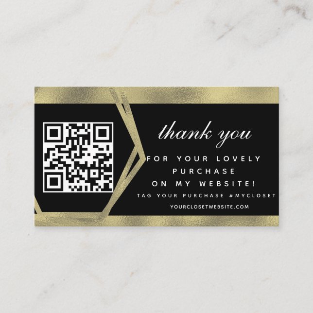 Boutique Beauty Business Vielen Dank Gold QR Visitenkarte (Vorderseite)