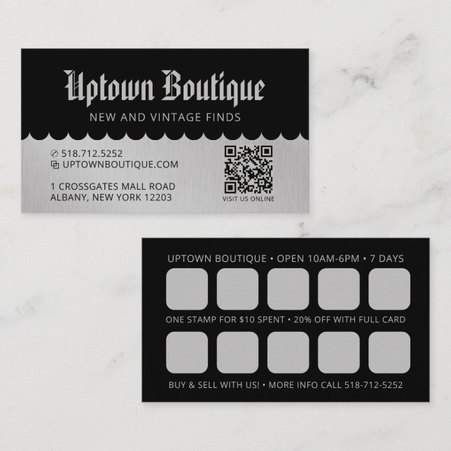 Boutique belohnen QR Code Business Cards Visitenkarte (Vorne/Hinten)