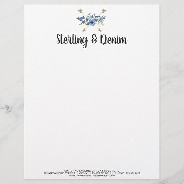 Boutique Bohemischer Wasserfarben-Blumenpfeile Briefbogen (Vorderseite)