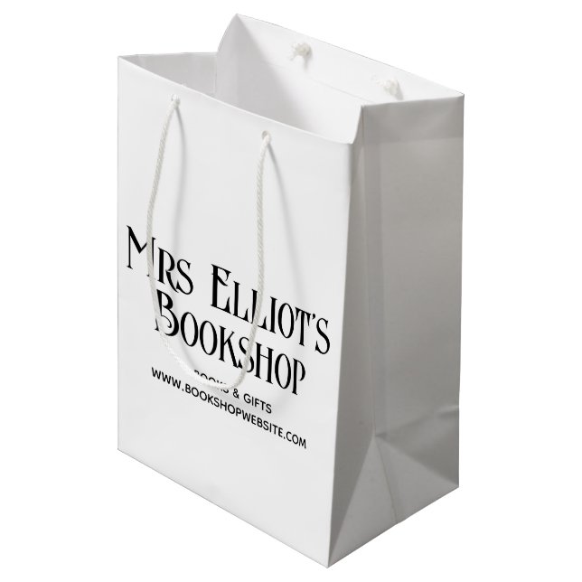 Boutique Business Black & White Modern Einfach Mittlere Geschenktüte (Vorderseite Schrägansicht)