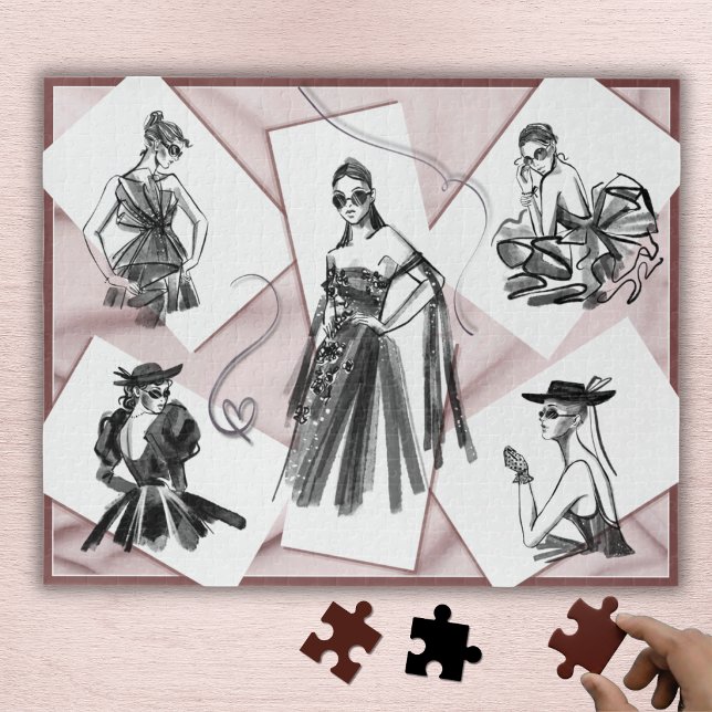 Boutique Couture Mode Designer Skizzenpuzzle (Chic boutique couture fashion designer sketch puzzle for fashionistas. Glamour gift for her!)