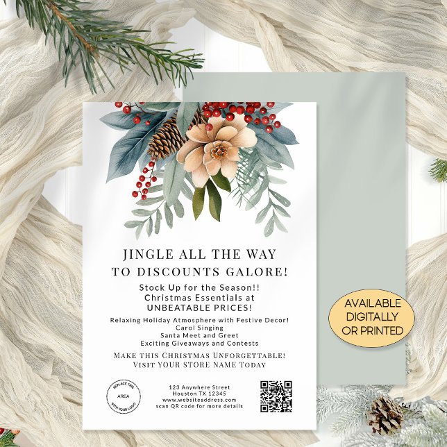 Boutique de fleurs d'hiver Offres de Noël Carte de (Créateur téléchargé)