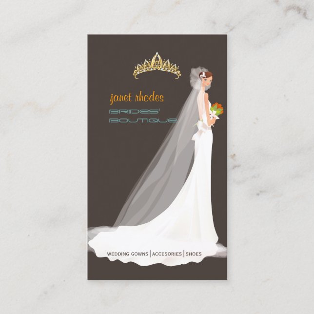 Boutique der PixDez-Braut/dunkle Taupe/aquamarin/o Visitenkarte (Vorderseite)