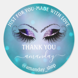 Boutique Eyelash Shop Navy Smoky Aquamarin Runder Aufkleber
