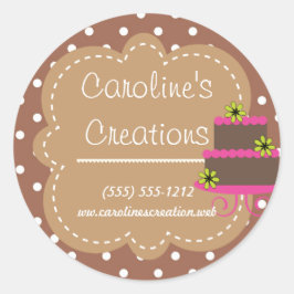 Boutique für Backwaren, Brown Polka Dot Runder Aufkleber