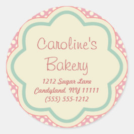 Boutique für Backwaren, Pink Polka Dot Runder Aufkleber