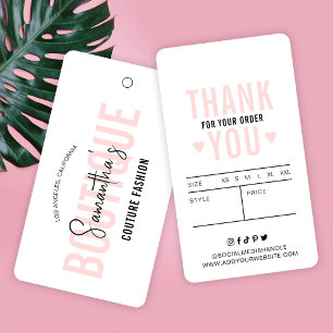 Boutique Hang Tags de vêtements modernes rose et b