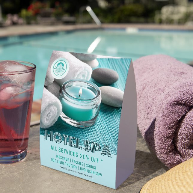 Boutique Hotel Spa Services Table Tent Sign Tischaufsteller (In Situ (auf dem Tisch))