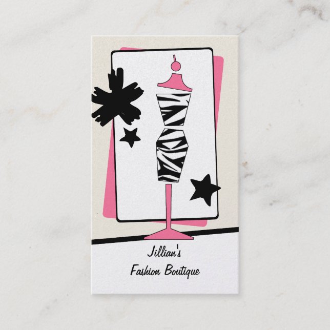 Boutique im Bekleidungsgeschäft - Zebra-Druckbekle Visitenkarte (Vorderseite)