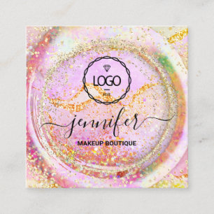 Boutique Luxury Shop Logo QR Code Holograph Gold Quadratische Visitenkarte