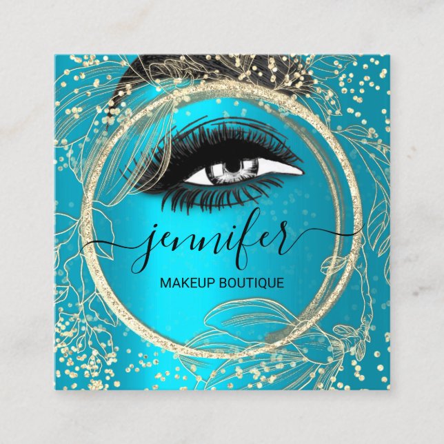 Boutique Makeup Lashes Gold QR Code Lashes Quadratische Visitenkarte (Vorderseite)