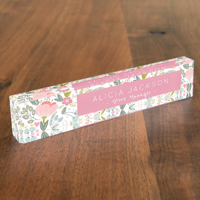 Boutique-Manager für Blumenkoralle, Aquarellbilder Namensplakette (Seite)
