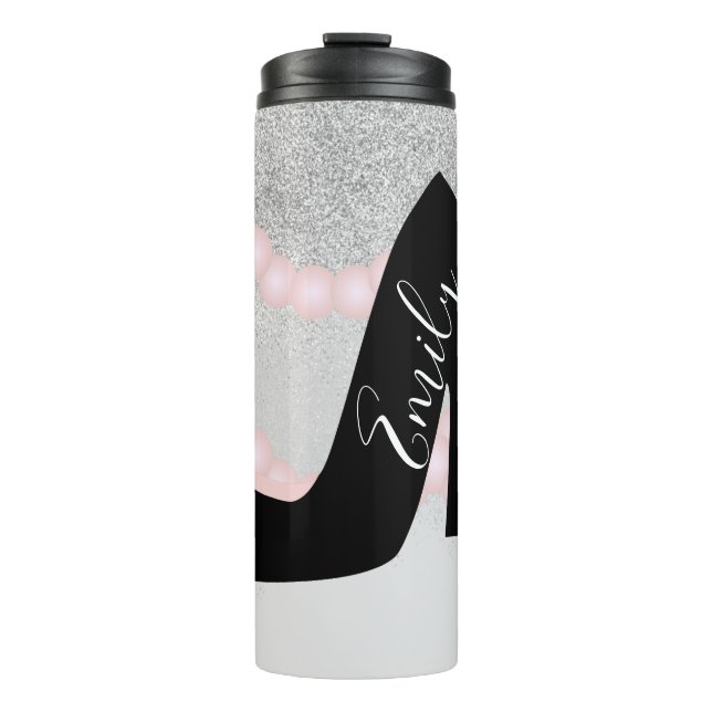 Boutique Ombre Imitats Sparkle Mit Monogramm Name Thermosbecher (Vorderseite)